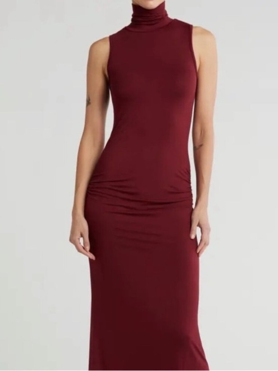 a new day Dresses & Skirts - A New Day Ribbed Sleeveless Turtleneck Maxi Dress - Burgundy Size XS | NWT